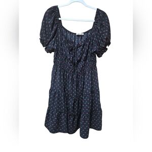 Liberty Love Black Dress With Cherry Print And Puff Sleeves Size 1XL‎